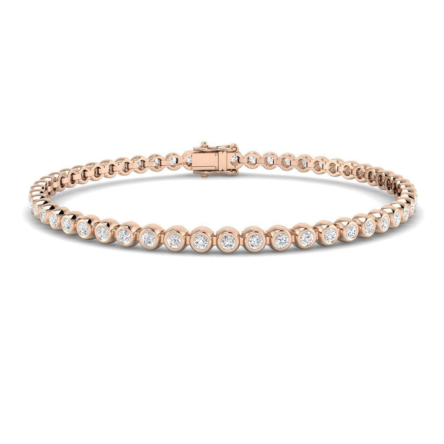 Lab Diamond Bezel Set Tennis Bracelet 2.00ct G/VS in 18k Rose Gold - After Diamonds