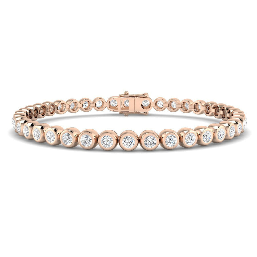Lab Diamond Bezel Set Tennis Bracelet 4.00ct G/VS in 9k Rose Gold - After Diamonds