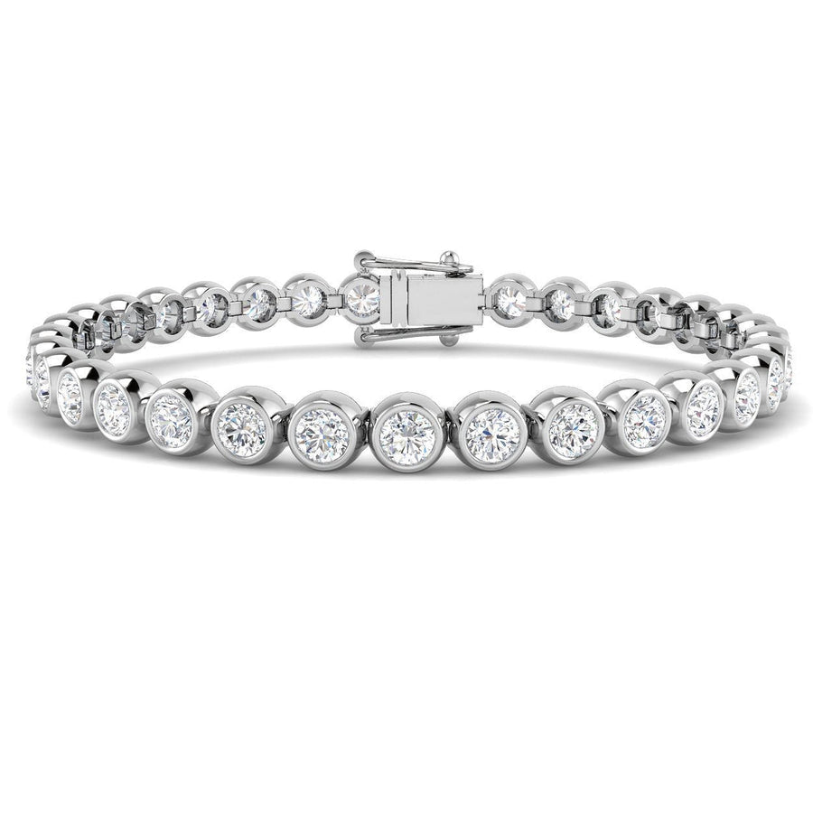 Lab Diamond Bezel Set Tennis Bracelet 6.00ct G/VS in 925 Silver - After Diamonds
