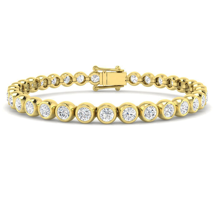 Lab Diamond Bezel Set Tennis Bracelet 8.00ct D/VVS in 18k Yellow Gold