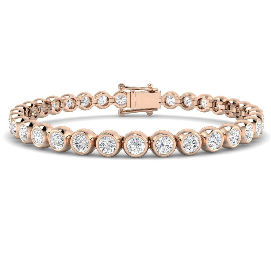 Lab Diamond Bezel Set Tennis Bracelet 8.00ct G/VS in 9k Rose Gold - After Diamonds
