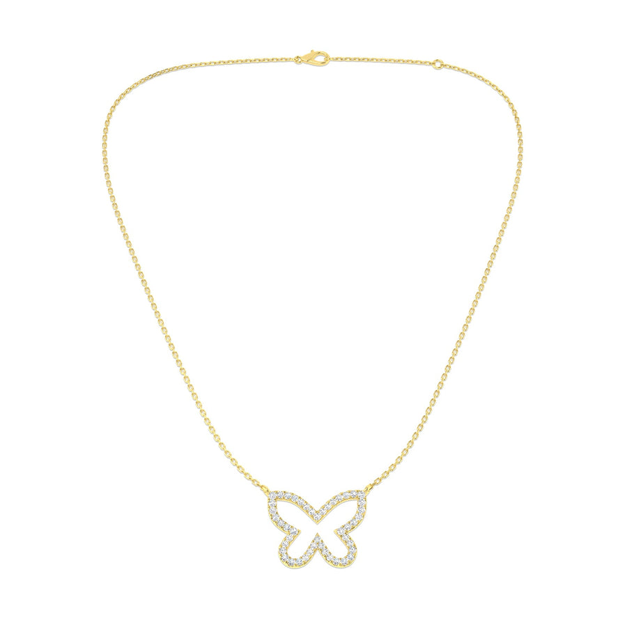 Lab Diamond Butterfly Necklace 0.50ct in 9k Yellow Gold - After Diamonds