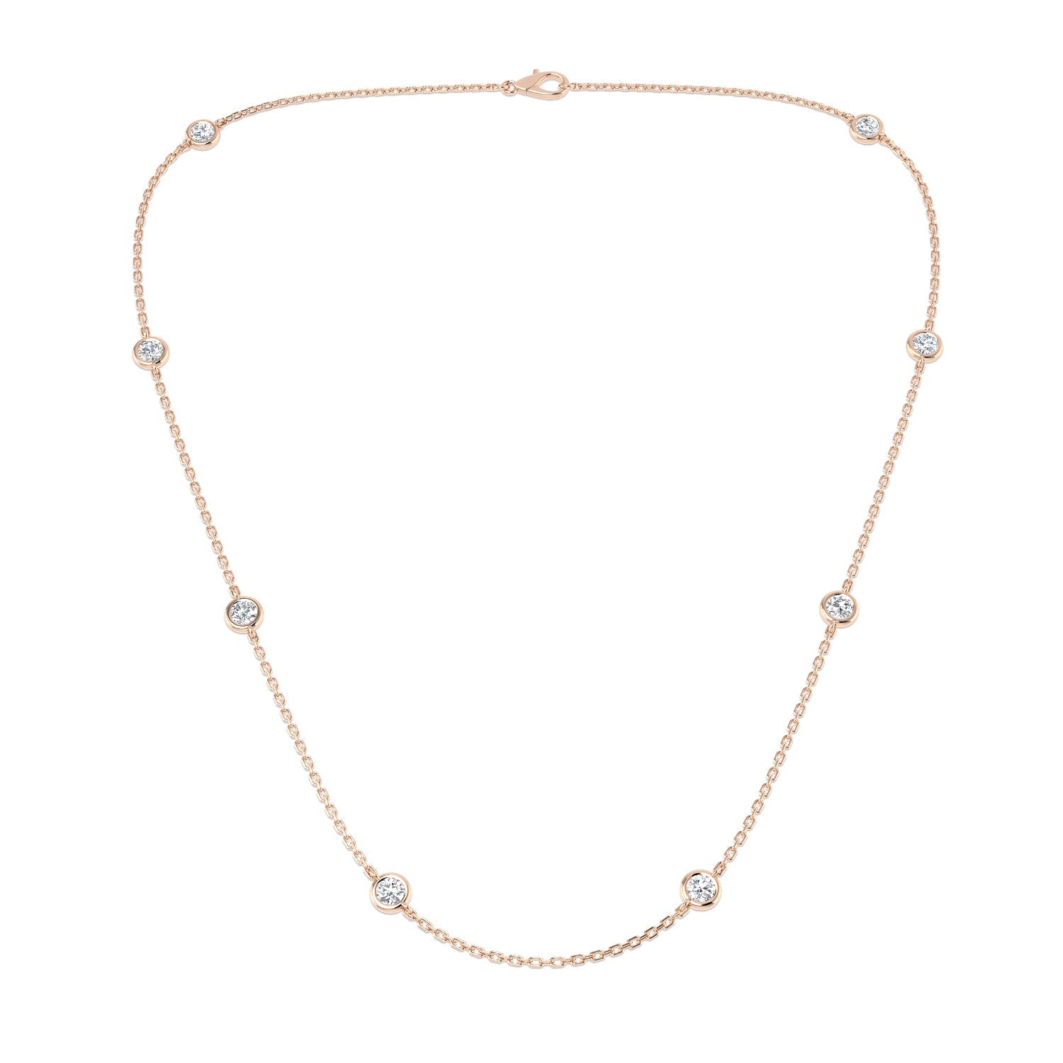 Lab Diamond Chain Necklace 1.35ct in 18k Rose Gold 24