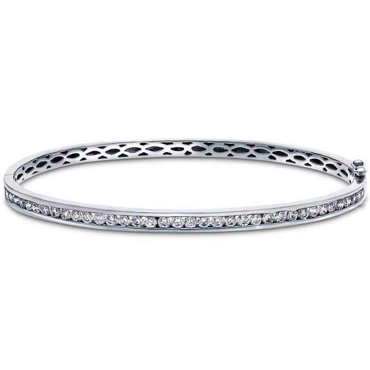 Lab Diamond Channel Set Bangle 1.50ct in D/VVS 18k White Gold