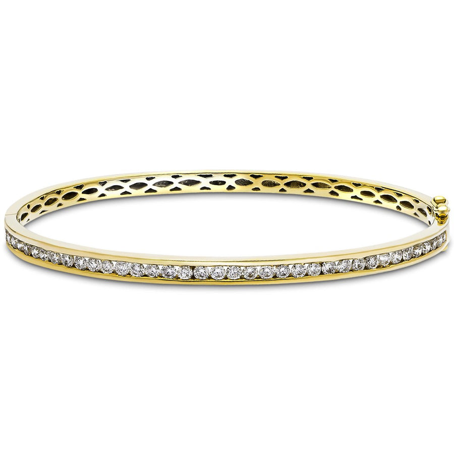 Lab Diamond Channel Set Bangle 3.00ct in G/VS 9k Yellow Gold - After Diamonds