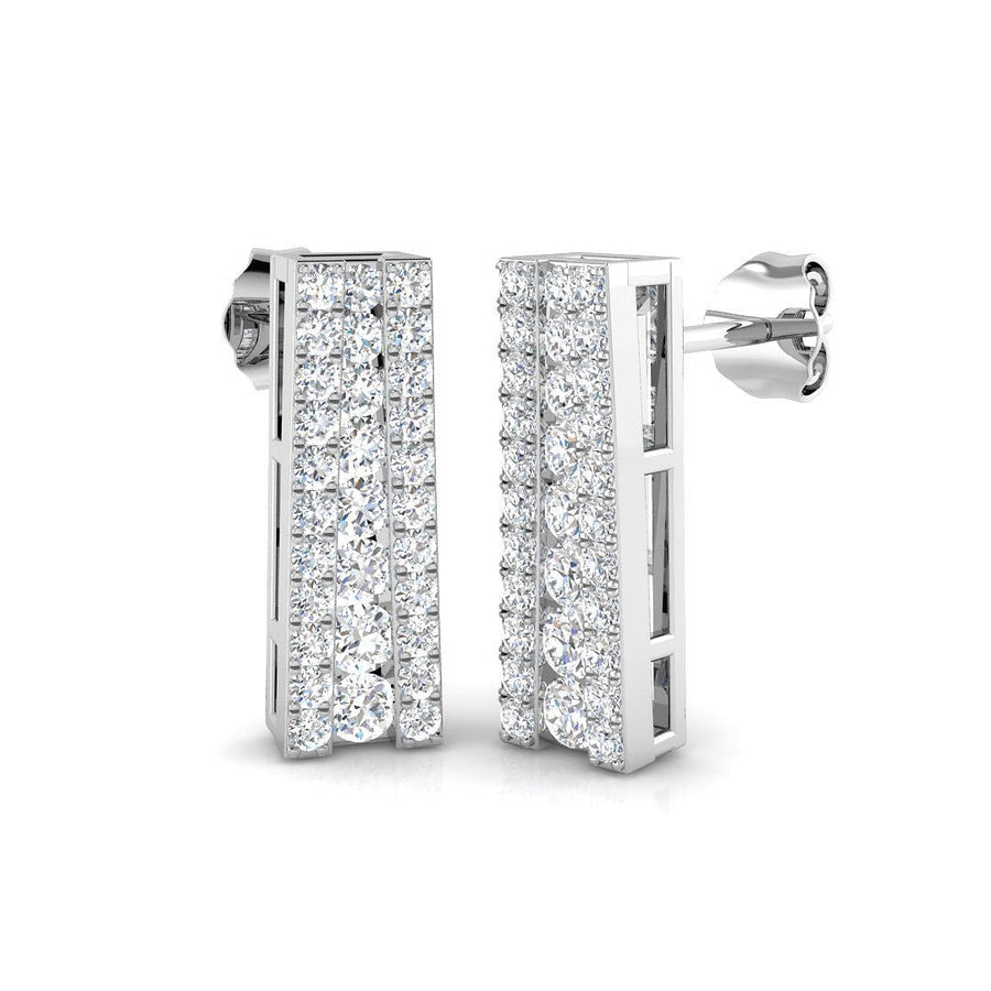 Lab Diamond Channel Set Drop Earrings 0.80ct G/VS in 925 Silver - After Diamonds