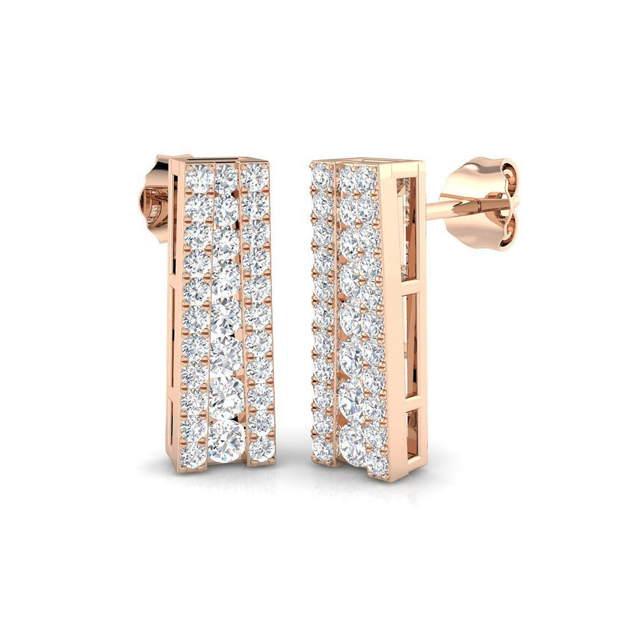 Lab Diamond Channel Set Drop Earrings 0.80ct G/VS in 9k Rose Gold - After Diamonds