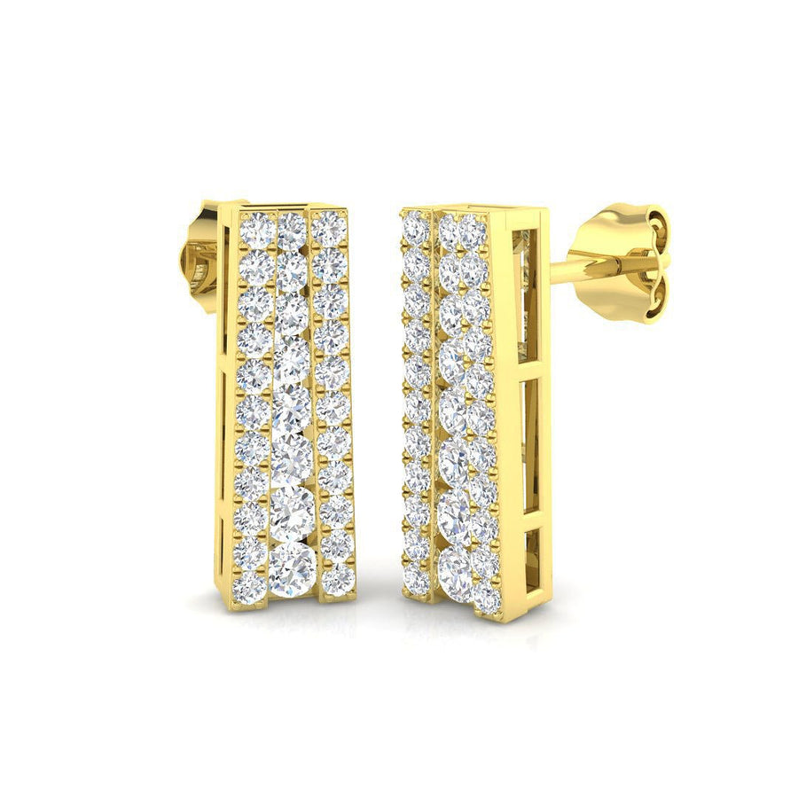 Lab Diamond Channel Set Drop Earrings 0.80ct G/VS in 9k Yellow Gold - After Diamonds