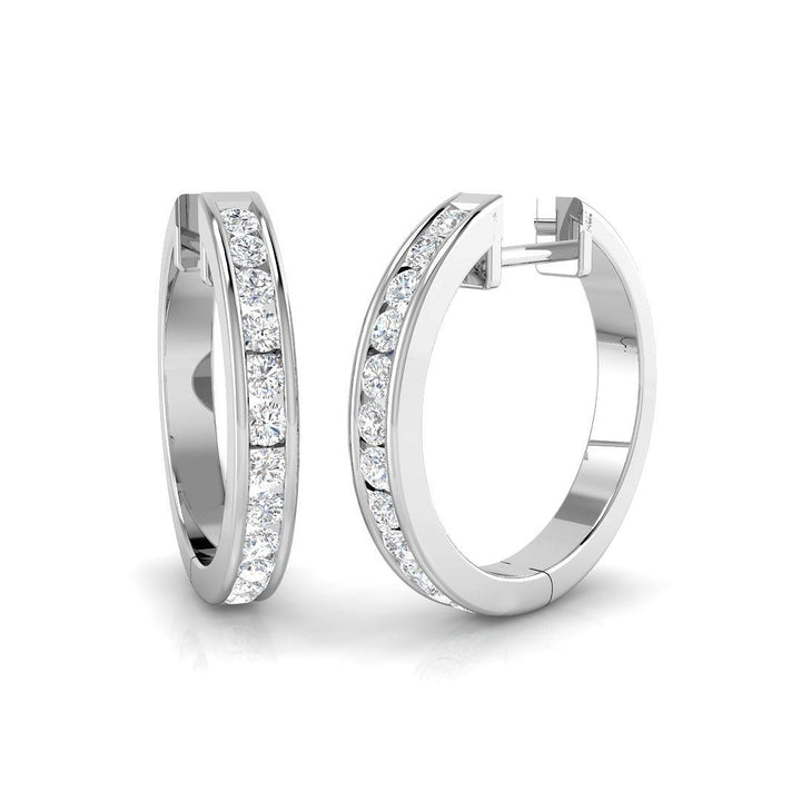 Lab Diamond Channel Set Hoop Earrings 0.50ct in 925 Silver