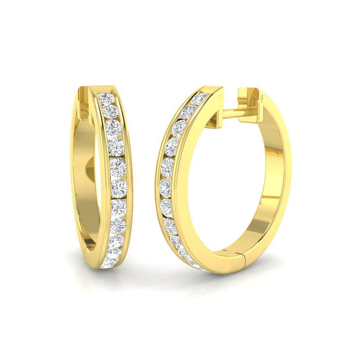 Lab Diamond Channel Set Hoop Earrings 0.50ct in 9k Yellow Gold