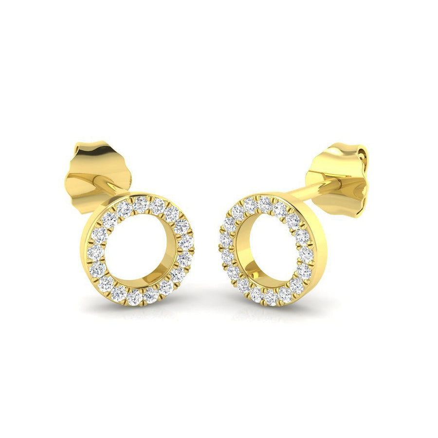 Lab Diamond Circle Earrings 0.15ct G/VS in 9k Yellow Gold - After Diamonds