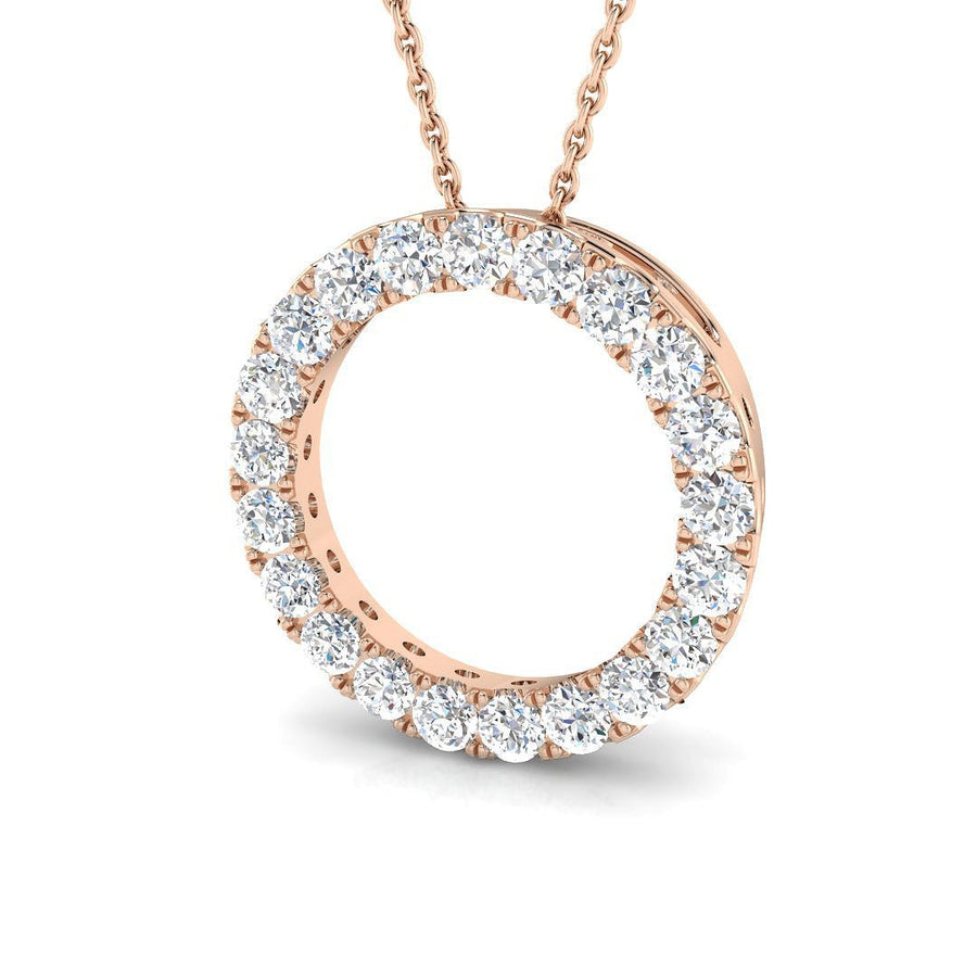 Lab Diamond Circle Necklace Pendant 1.00ct in 9k Rose Gold - After Diamonds