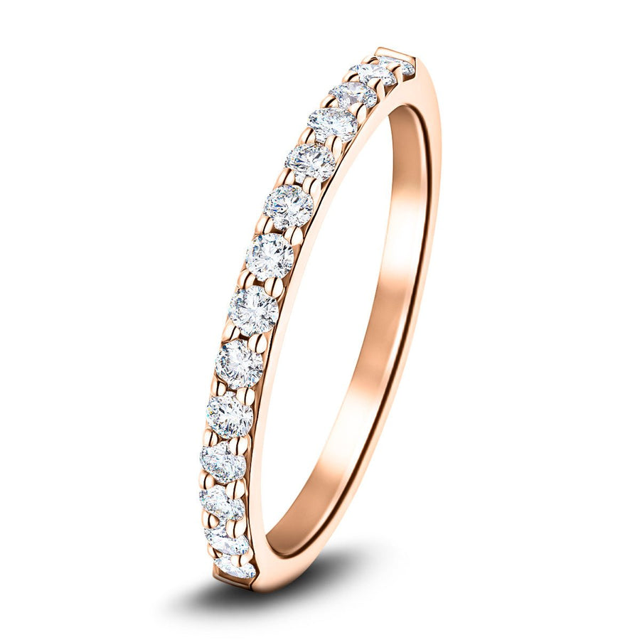 Lab Diamond Claw Set 14 Stone Half Eternity 0.35ct G/VS in 9k Rose Gold - After Diamonds