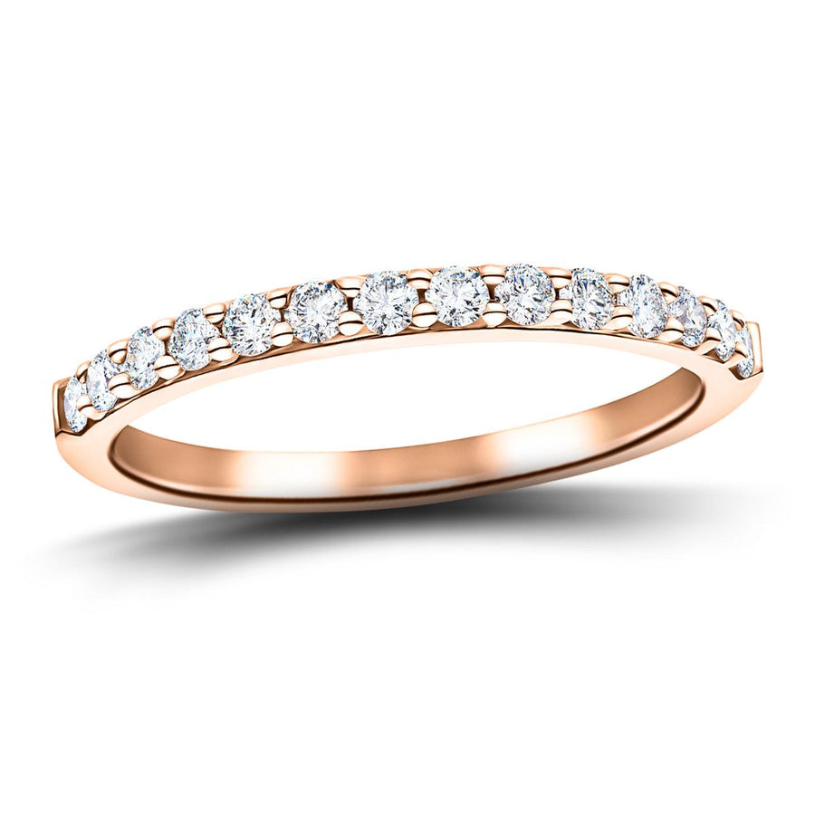 Lab Diamond Claw Set 14 Stone Half Eternity 0.35ct G/VS in 9k Rose Gold - After Diamonds