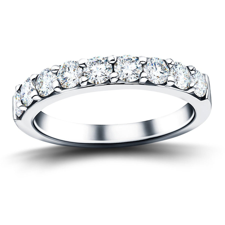 Lab Diamond Claw Set 9 Stone Half Eternity 1.00ct G/VS in Platinum - After Diamonds