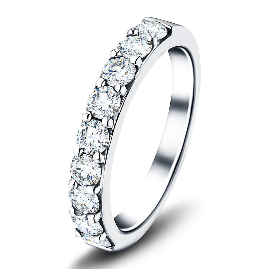Lab Diamond Claw Set 9 Stone Half Eternity 1.00ct G/VS in Platinum - After Diamonds