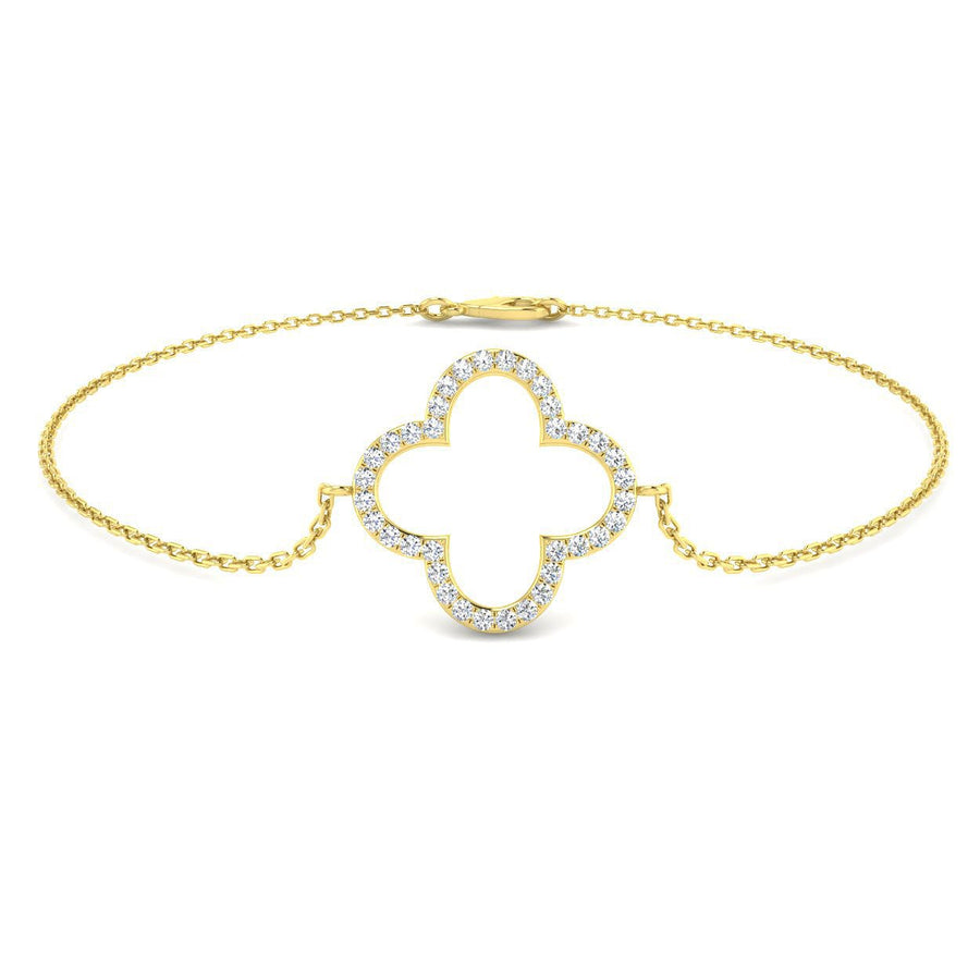 Lab Diamond Clover Bracelet 0.15ct G/VS in 9k Yellow Gold - After Diamonds