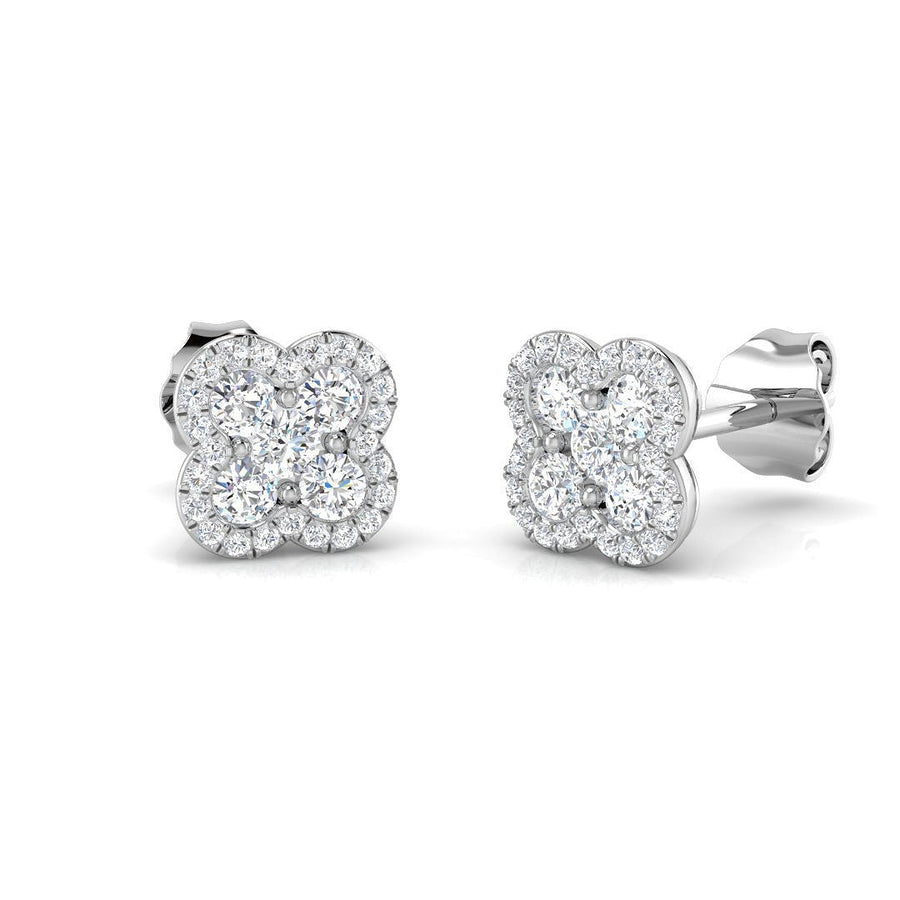 Lab Diamond Clover Cluster Earrings 0.50ct G/VS in 9k White Gold - After Diamonds