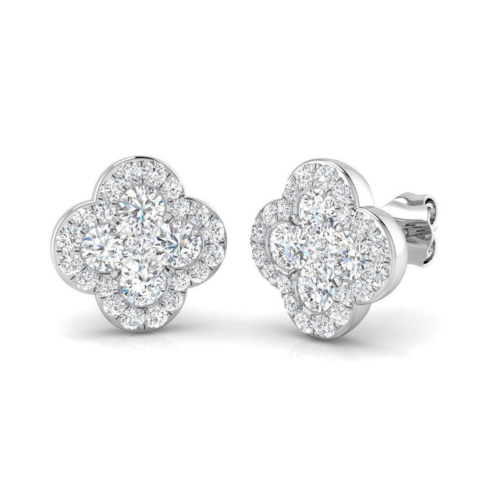 Lab Diamond Clover Cluster Earrings 1.50ct D/VVS in 9k White Gold