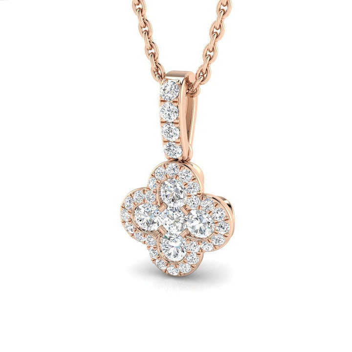Lab Diamond Clover Necklace Pendant 0.30ct D/VVS in 9k Rose Gold