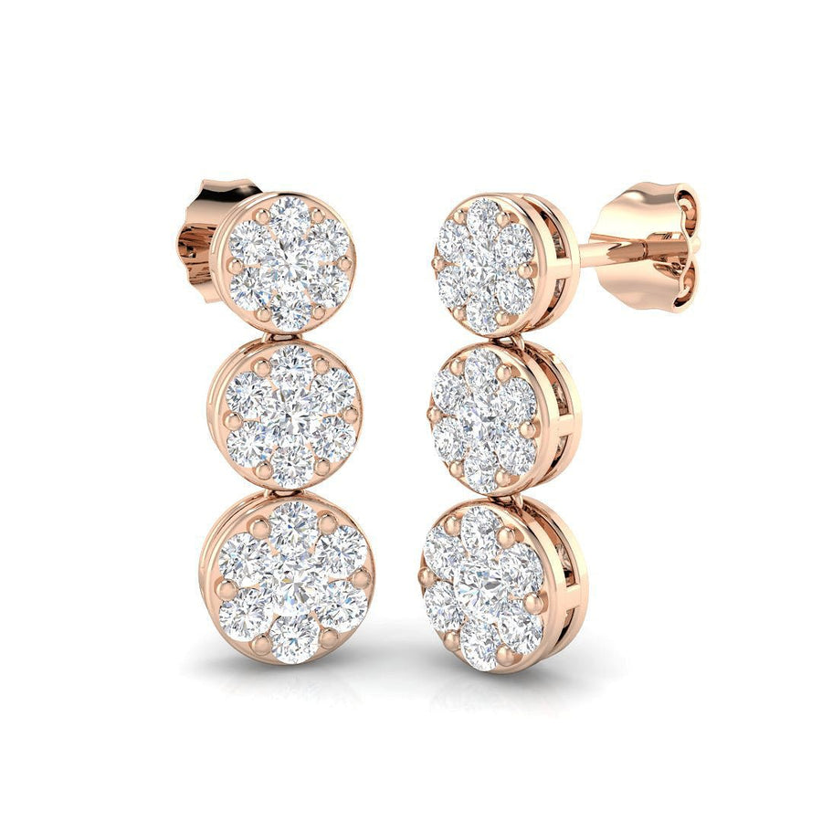 Lab Diamond Cluster Drop Earrings 1.20ct G/VS in 9k Rose Gold - After Diamonds