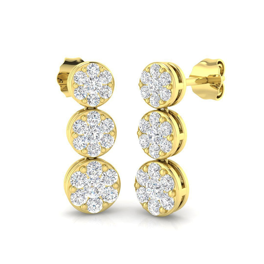Lab Diamond Cluster Drop Earrings 1.20ct G/VS in 9k Yellow Gold - After Diamonds