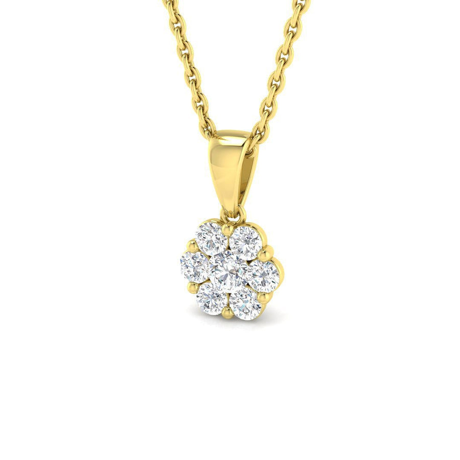 Lab Diamond Cluster Pendant Necklace 0.25ct G/VS in 9k Yellow Gold - After Diamonds