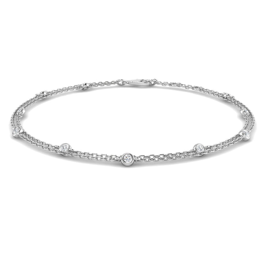 Lab Diamond Double Chain Bracelet 0.25ct in 18k White Gold - After Diamonds