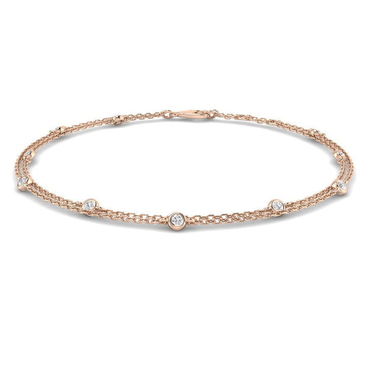 Lab Diamond Double Chain Bracelet 0.25ct in 9k Rose Gold