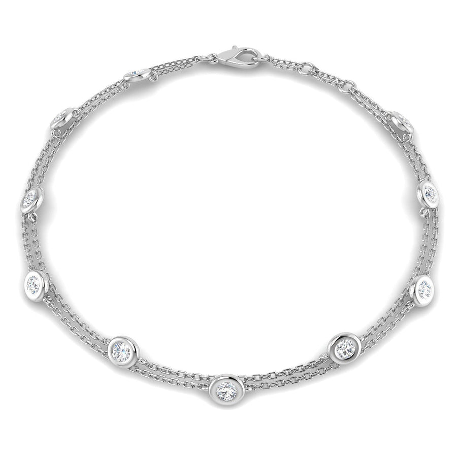 Lab Diamond Double Chain Bracelet 0.85ct in 18k White Gold - After Diamonds