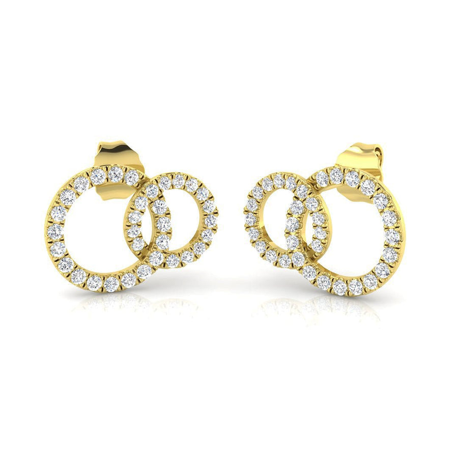 Lab Diamond Double Circle Earrings 0.30ct G/VS in 9k Yellow Gold - After Diamonds