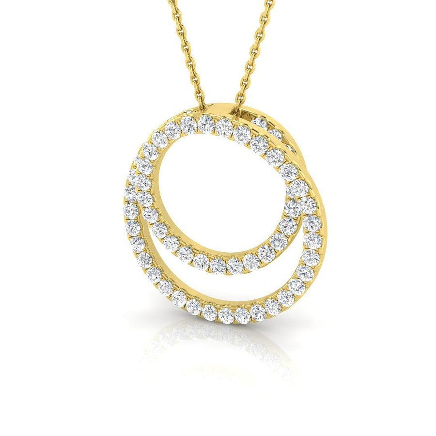 Lab Diamond Double Circle Necklace Pendant 0.80ct in 9k Yellow Gold - After Diamonds