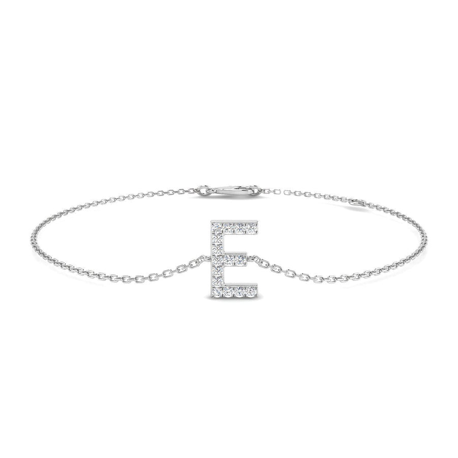 Lab Diamond 'E' Initial Chain Bracelet 0.15ct G/VS in 925 Silver - After Diamonds