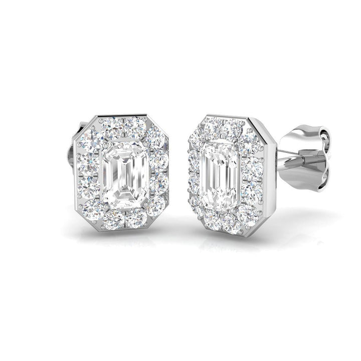Lab Diamond Emerald Halo Earrings 1.00ct D/VVS in 9k White Gold