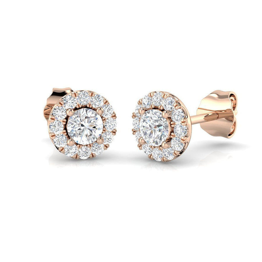 Lab Diamond Halo Earrings 0.40ct G/VS in 925 9k Rose Gold - After Diamonds