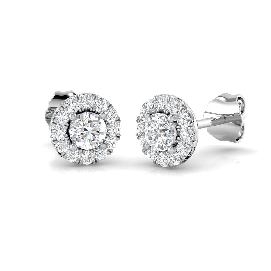 Lab Diamond Halo Earrings 0.40ct G/VS in 925 Silver - After Diamonds