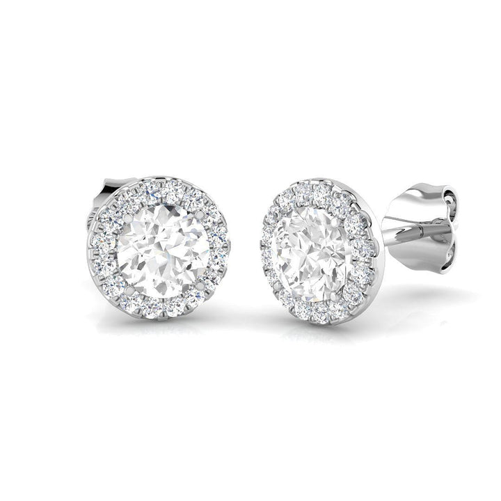 Lab Diamond Halo Earrings 0.75ct D/VVS in 9k White Gold