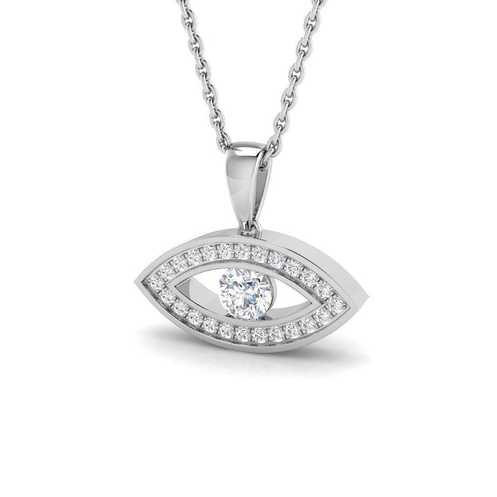Lab Diamond Evil Eye Pendant Necklace 0.25ct in 9k White Gold