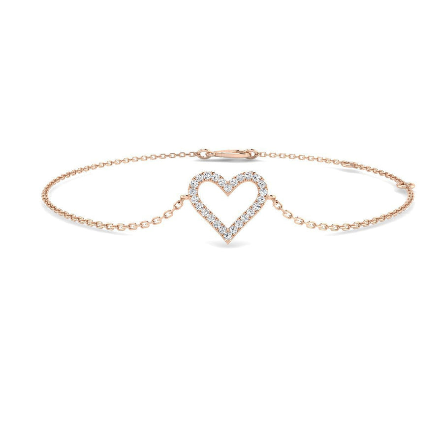Lab Diamond Heart Bracelet 0.10ct G/VS in 9k Rose Gold - After Diamonds