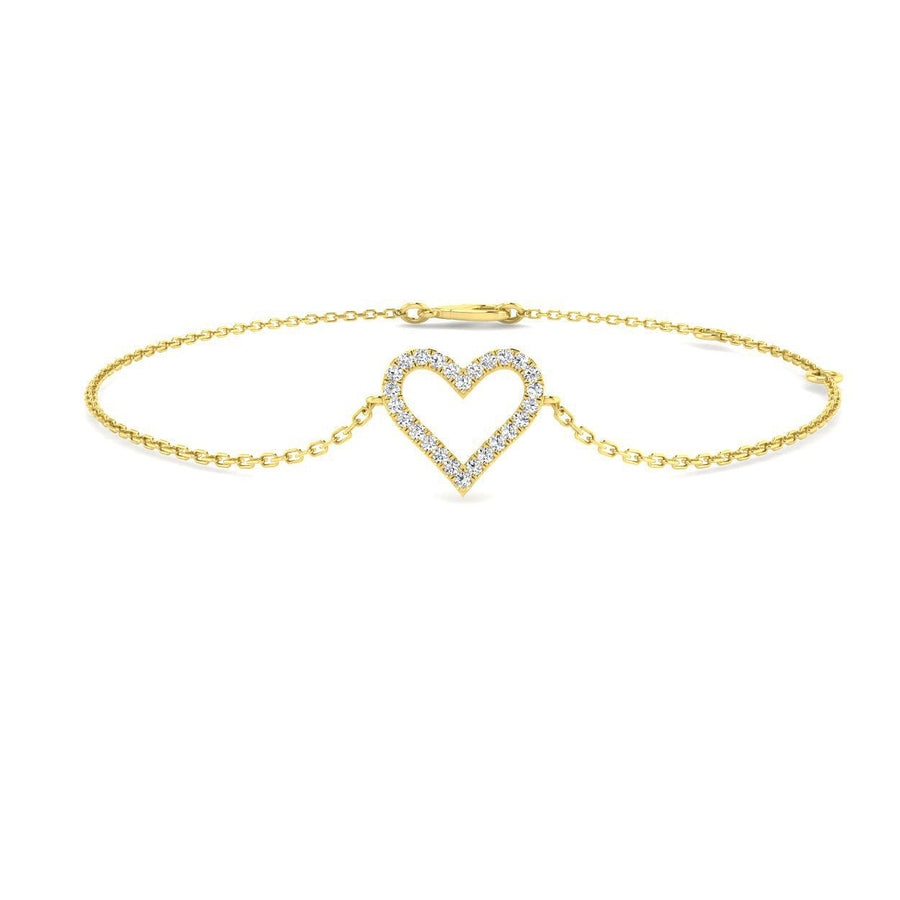 Lab Diamond Heart Bracelet 0.10ct G/VS in 9k Yellow Gold - After Diamonds