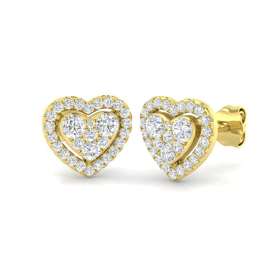 Lab Diamond Heart Earrings 0.60ct G/VS in 9k Yellow Gold - After Diamonds
