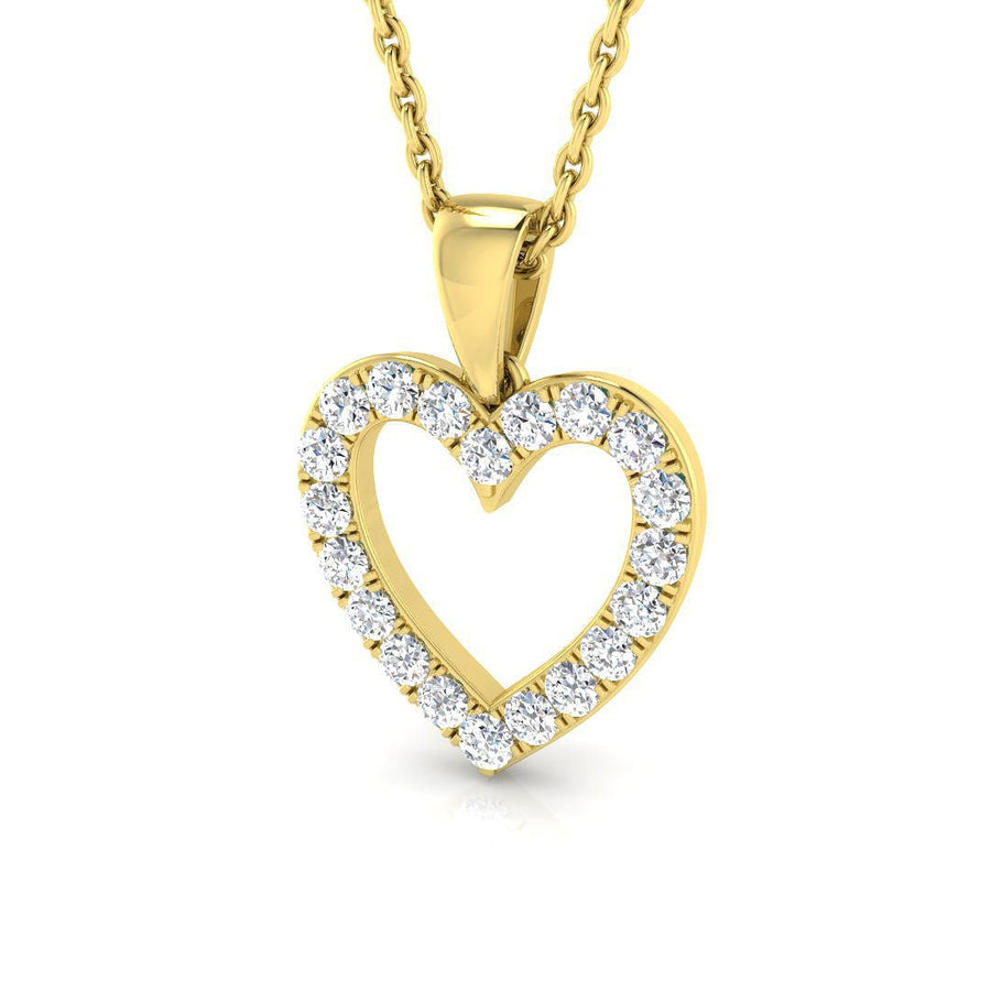 Lab Diamond Heart Pendant Necklace 0.25ct in 9k Yellow Gold - After Diamonds