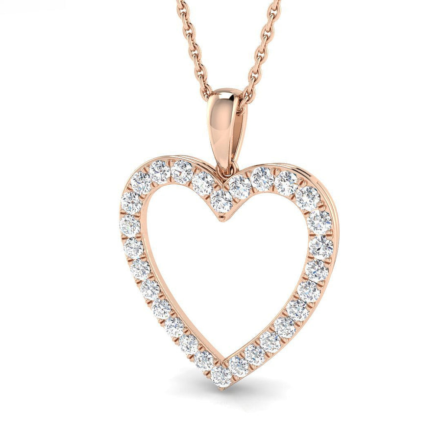 Lab Diamond Heart Pendant Necklace 0.50ct in 9k Rose Gold - After Diamonds