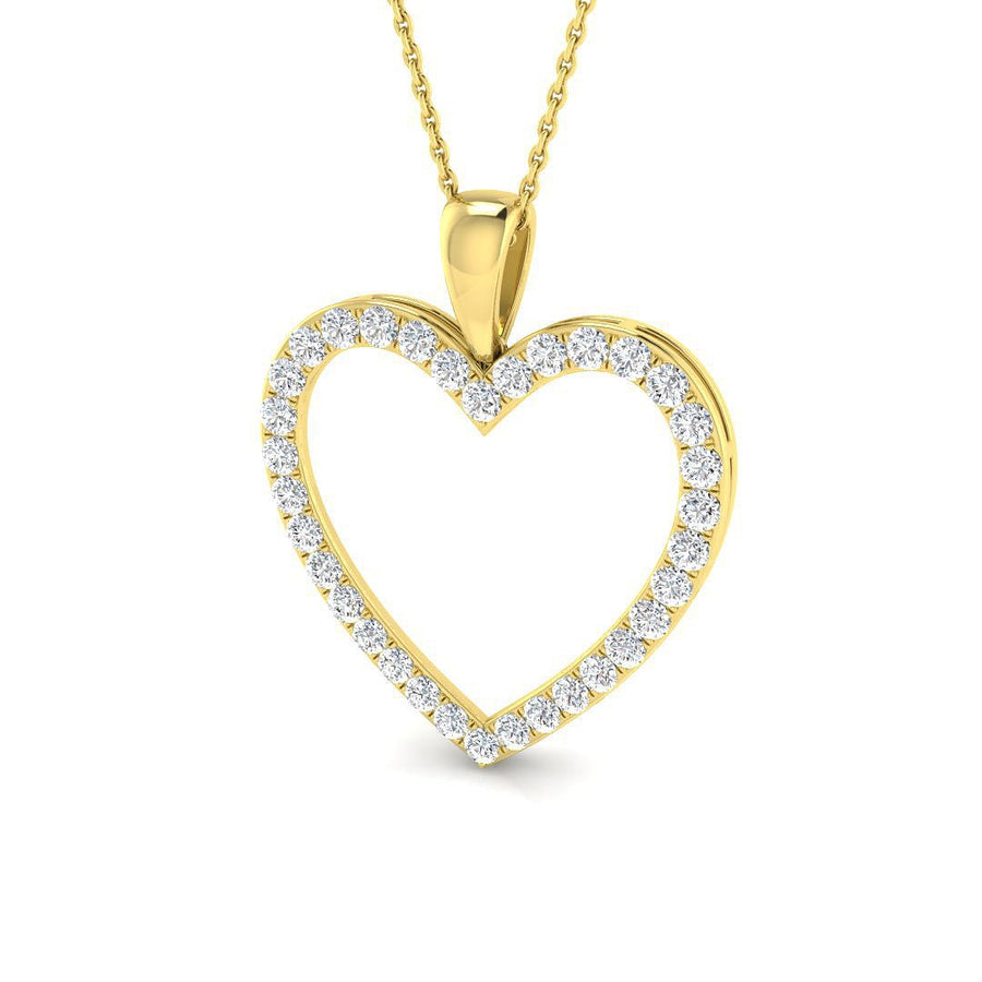 Lab Diamond Heart Pendant Necklace 1.00ct in 9k Yellow Gold - After Diamonds