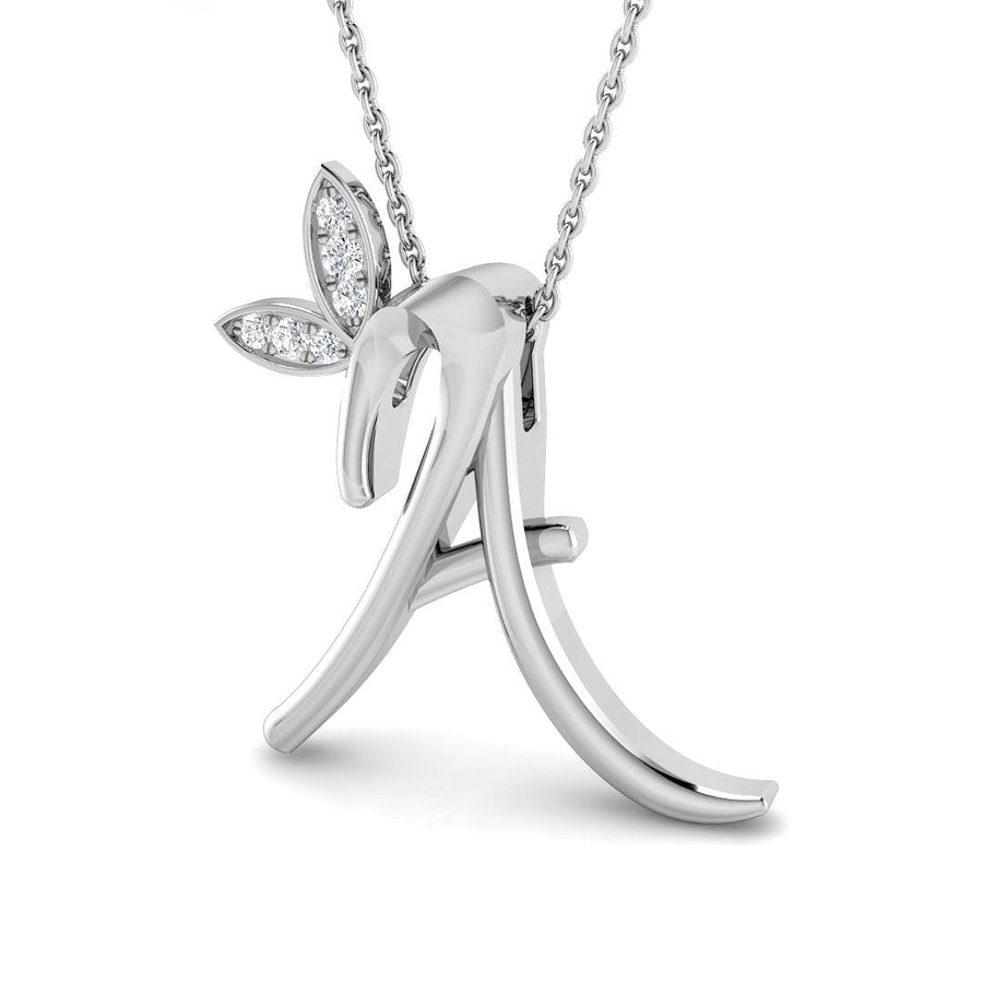 Lab Diamond Initial 'A' Pendant Necklace 0.05ct in 925 Silver - After Diamonds