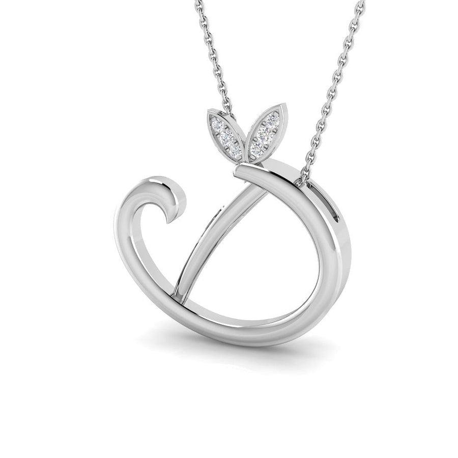 Lab Diamond Initial 'D' Pendant Necklace 0.05ct in 925 Silver - After Diamonds