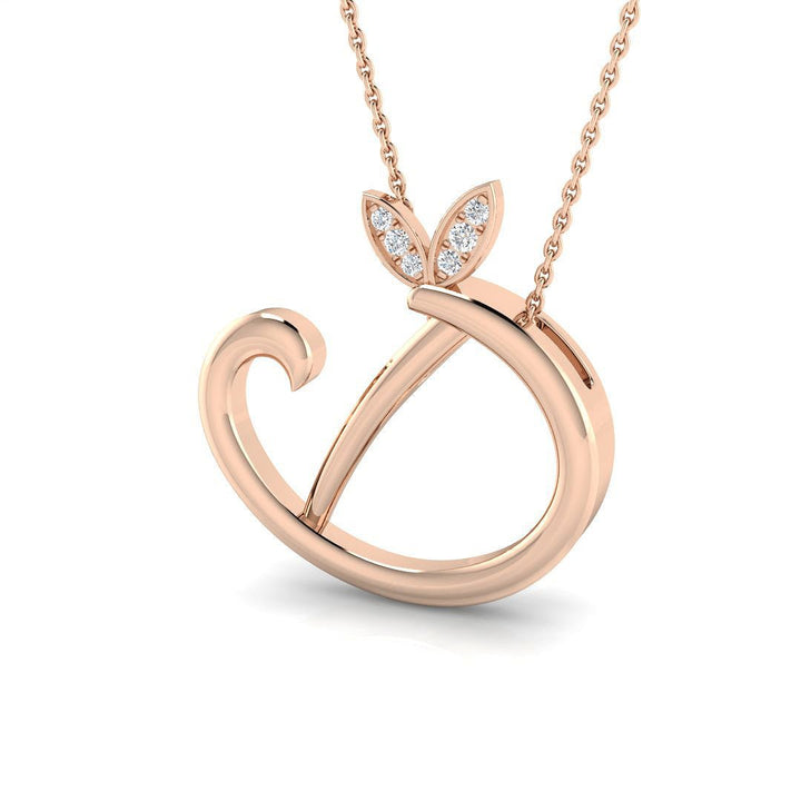 Lab Diamond Initial 'D' Pendant Necklace 0.05ct in 9k Rose Gold