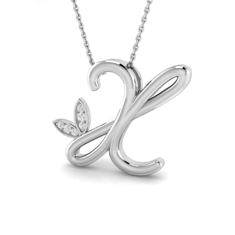 Lab Diamond Initial 'X' Pendant Necklace 0.05ct in 9k White Gold - After Diamonds