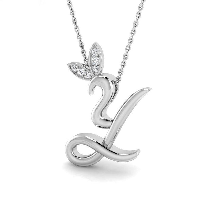 Lab Diamond Initial 'Y' Pendant Necklace 0.05ct in 925 Silver - After Diamonds
