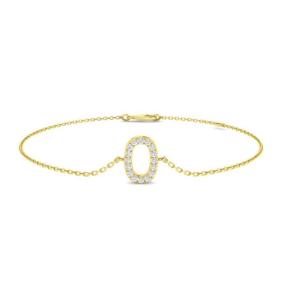Lab Diamond 'O' Initial Chain Bracelet 0.15ct G/VS in 9k Yellow Gold - After Diamonds